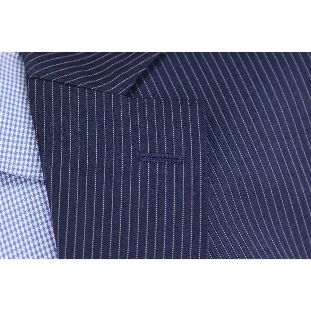 Suitsupply Livorno Royal Blue Thin Striped Super 110's Wool Blazer Jacket 42L - Picture 5 of 10